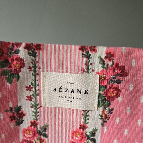Sezane Pink Floral Stripe Tote - Picture 2 of 3